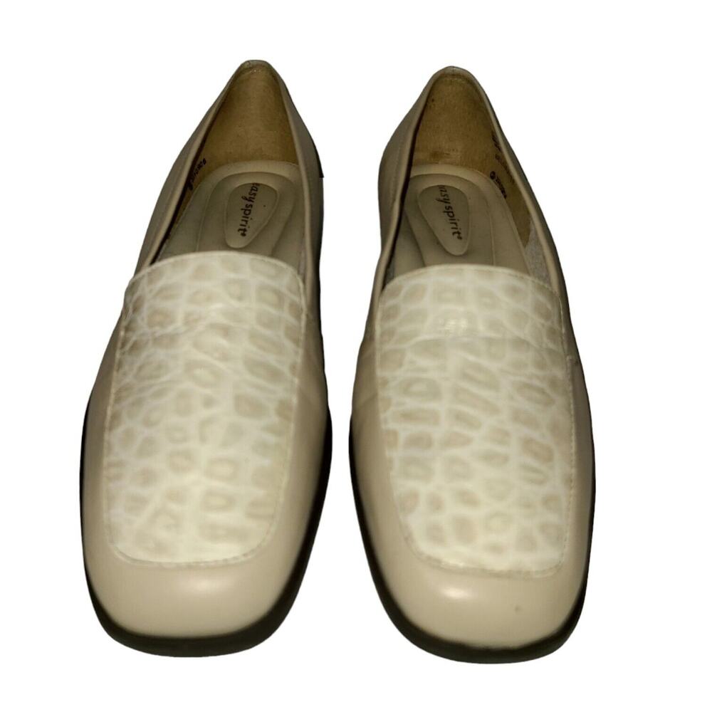 Easy Spirit Woman's Casual Loafers Sz 7.5 D Croc Pattern Ivory Comfort Cushions - Picture 4 of 5